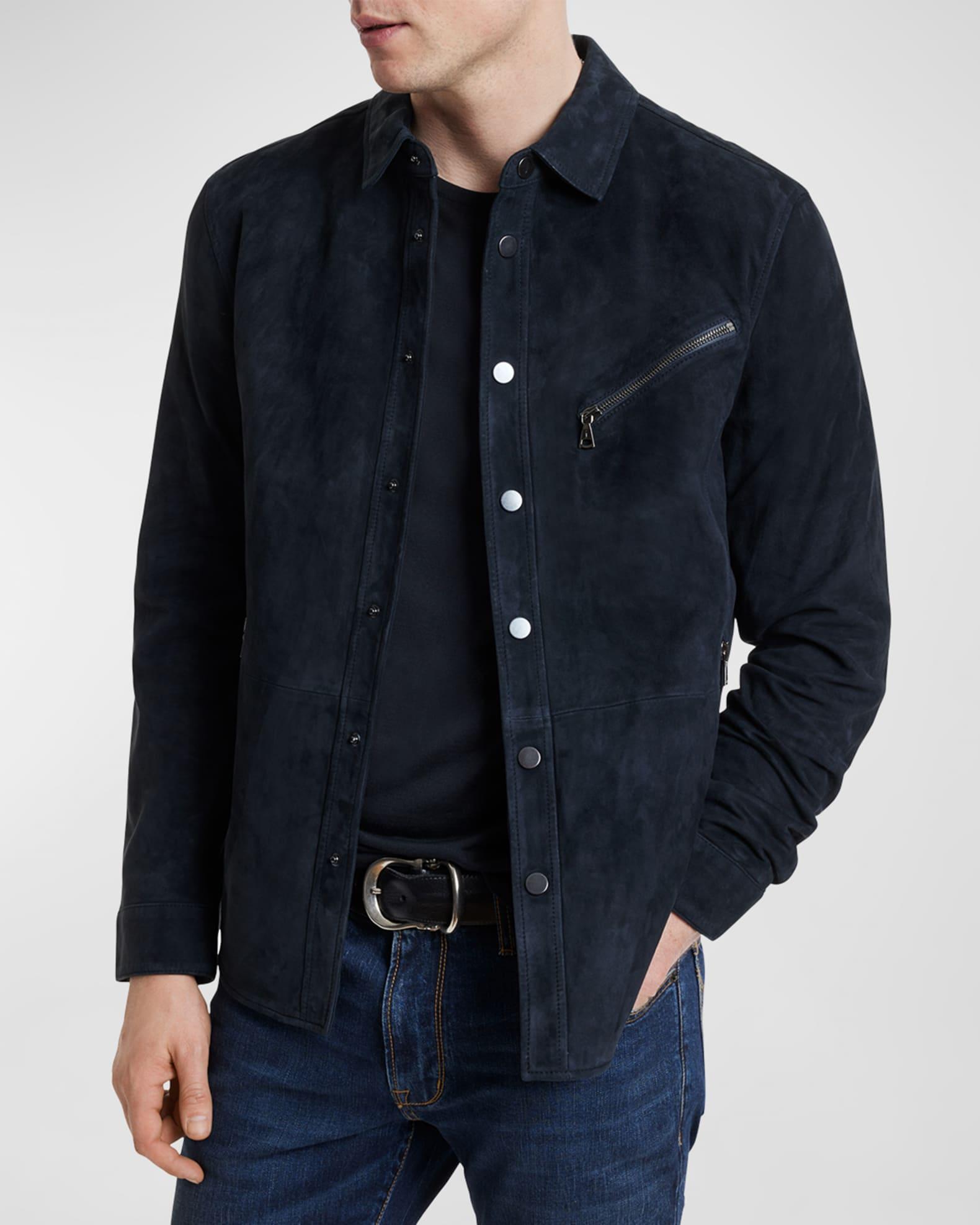 Mens Snap-Front Suede Shirt Jacket Product Image