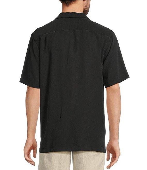 Caribbean Solid Pick Stitch Short Sleeve Woven Camp Shirt Product Image