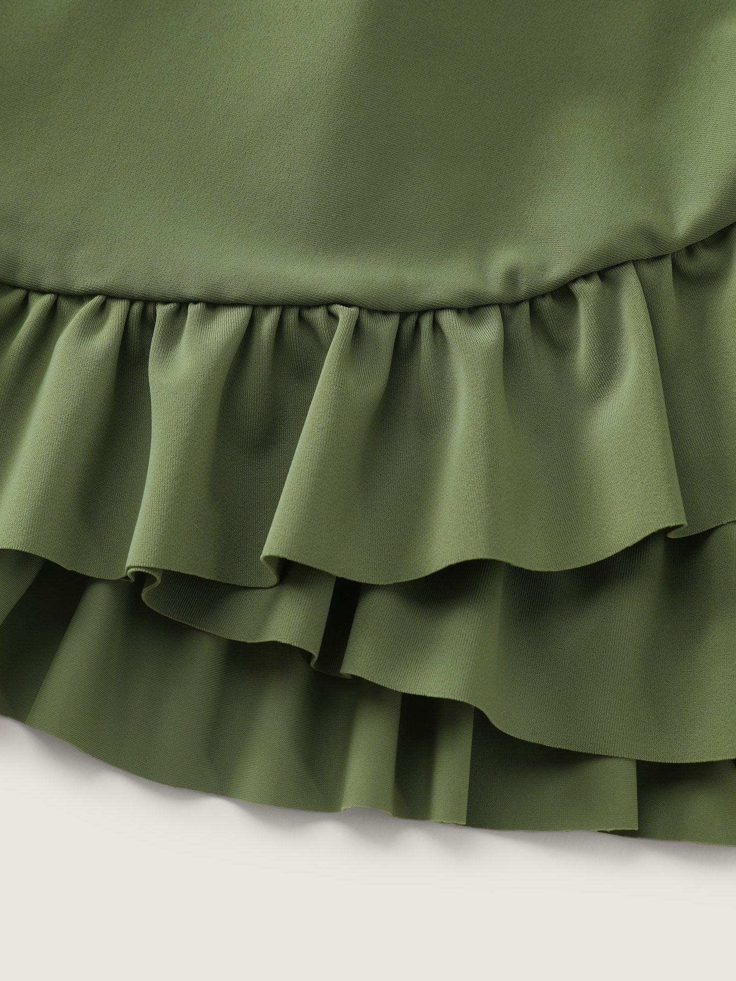 Ruffled Sleeve Curvy Hem Swim Dress Female Product Image