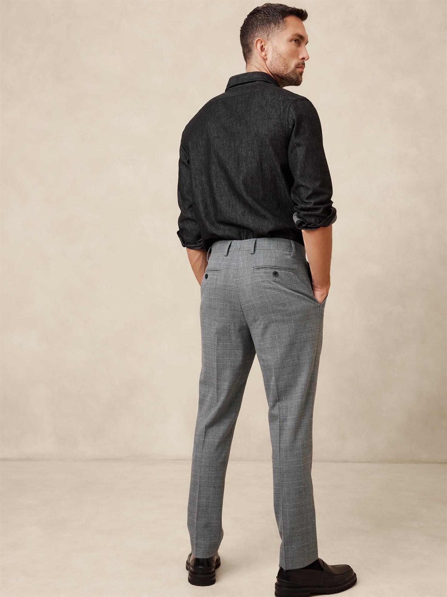 Tailored-Fit Gray Prince of Wales Suit Trouser Product Image