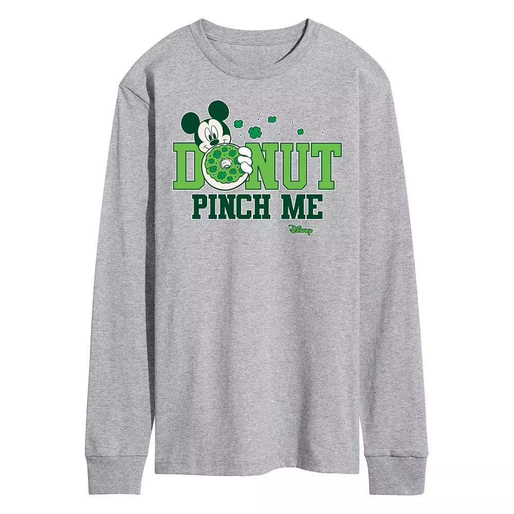 Disney's Mickey Mouse Men's Donut Pinch Me Graphic Long Sleeve Graphic Tee,  Product Image