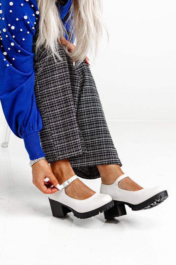 The Tiffany Faux Leather Mary Jane in Ivory Product Image