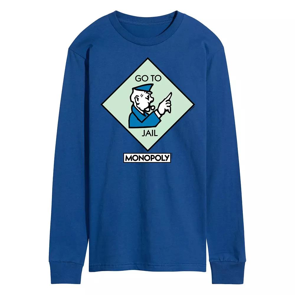 Men's Monopoly Go To Jail Square Long Sleeve Graphic Tee,  Product Image