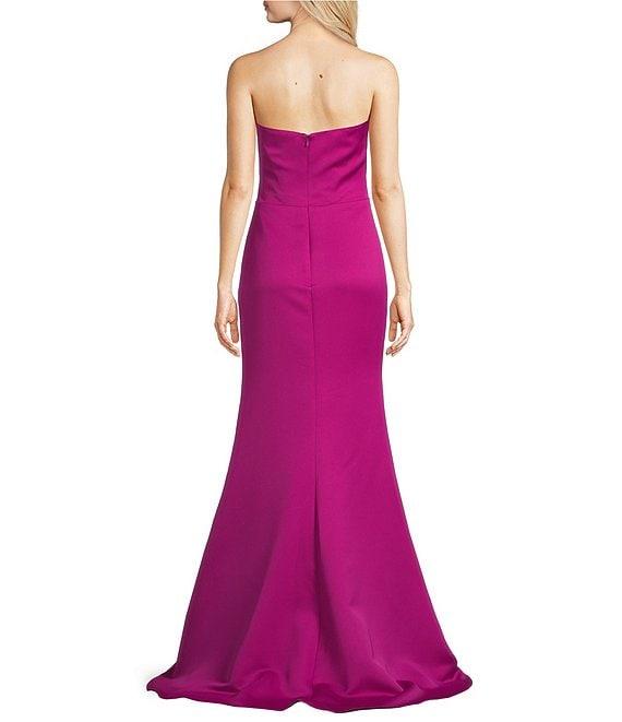 Terani Couture Satin Strapless Neck Sleeveless Sheath Gown Product Image