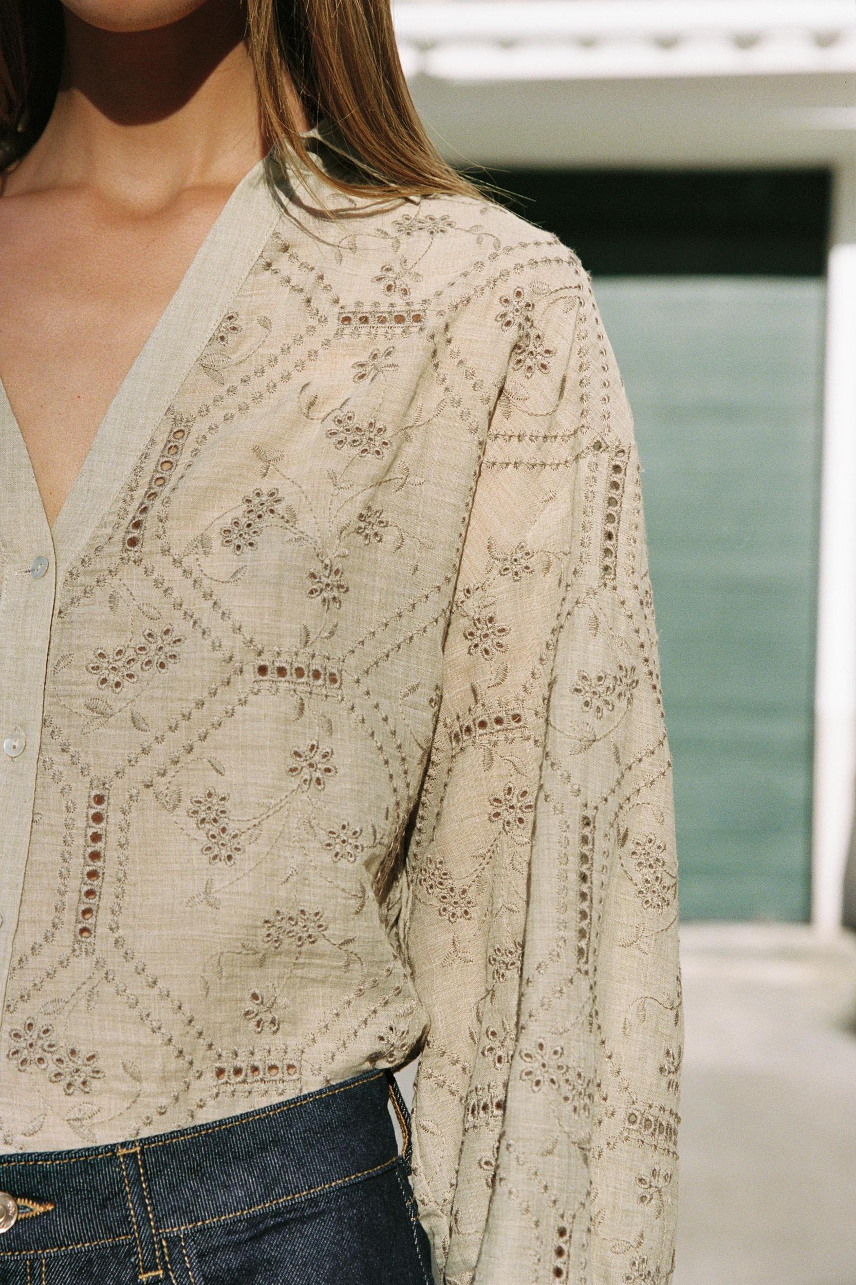 EMBROIDERED EYELET SHIRT Product Image