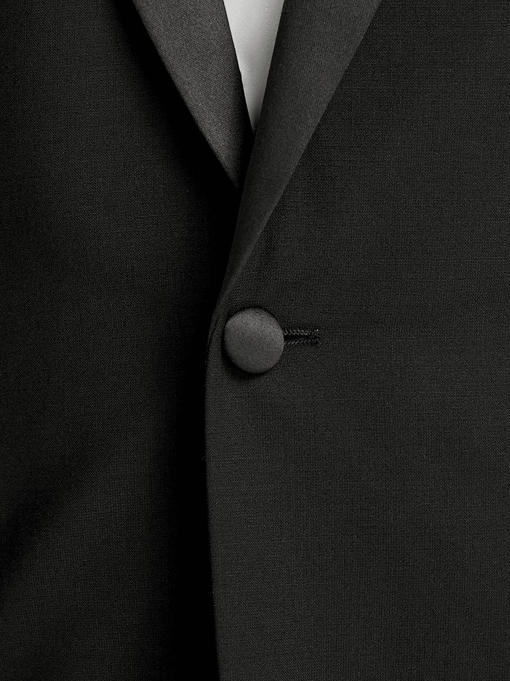 Wool Stretch Single Breasted Peak Lapel Tuxedo Jacket - Black Product Image
