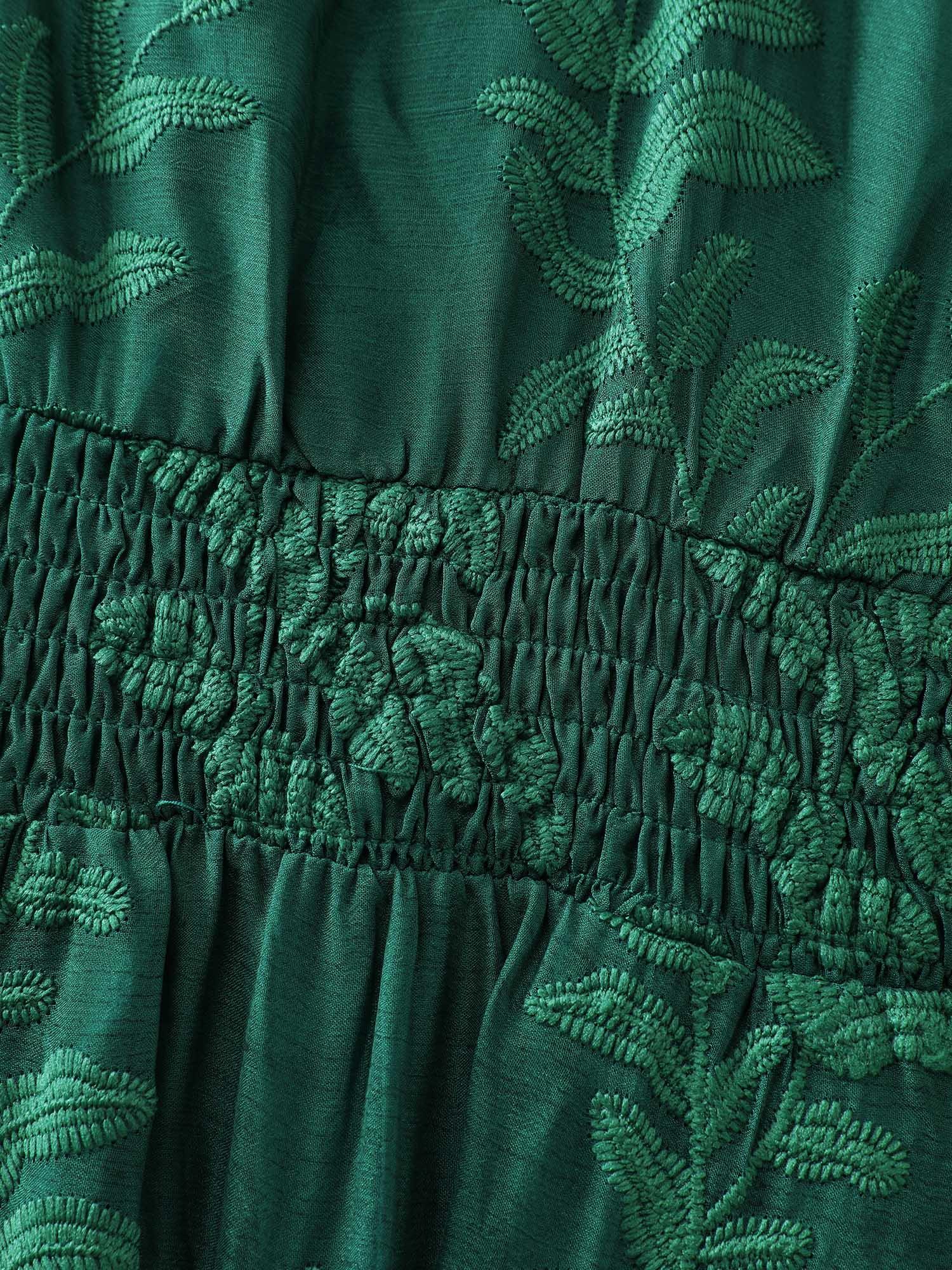 Floral Embroidered Layered Hem Midi Dress Female Product Image