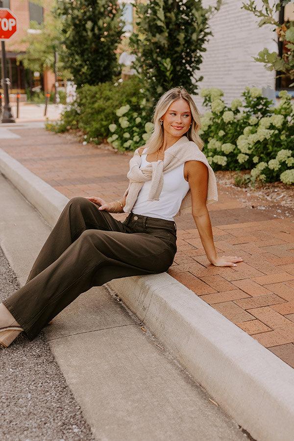 The Phoebe High Waist Wide Leg Pants in Deep Forest Product Image