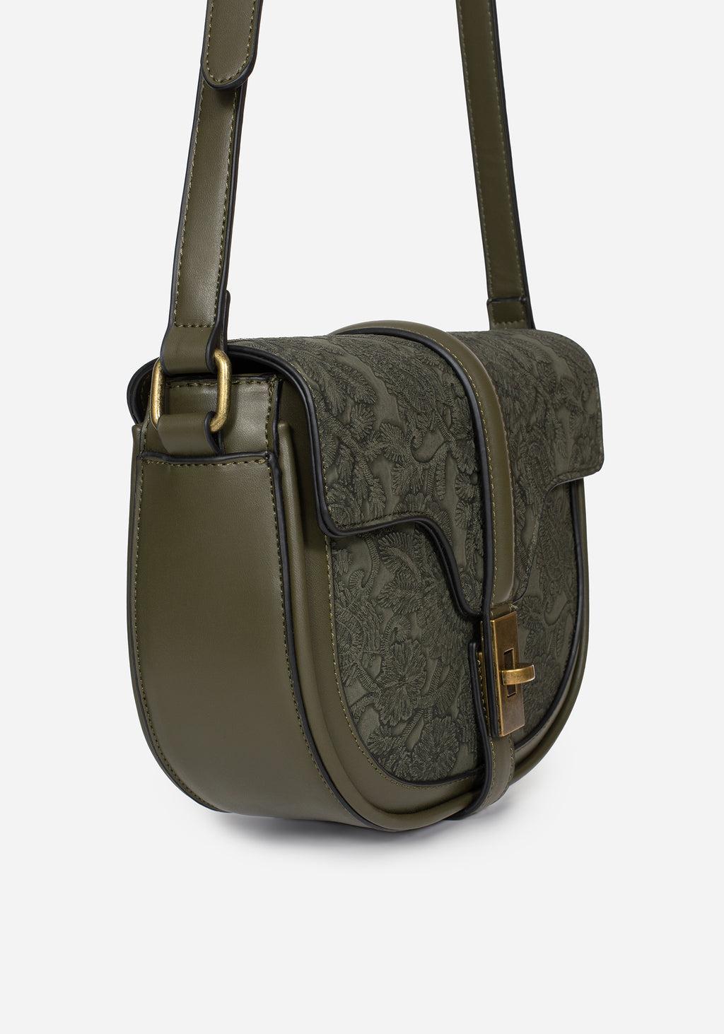 Cypress Paisley Debossed Crossbody Satchel Bag - Green Product Image
