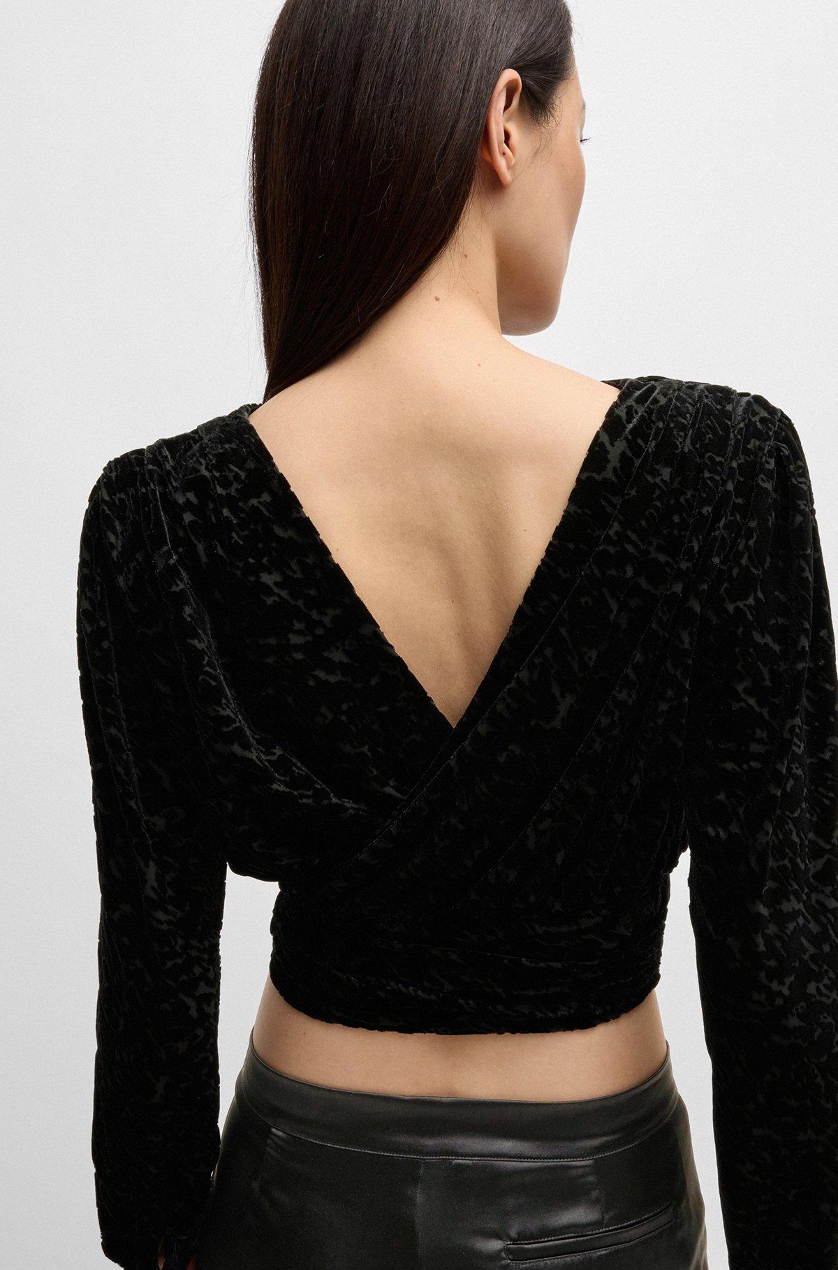 Wrap top in devoré burnout jersey Product Image