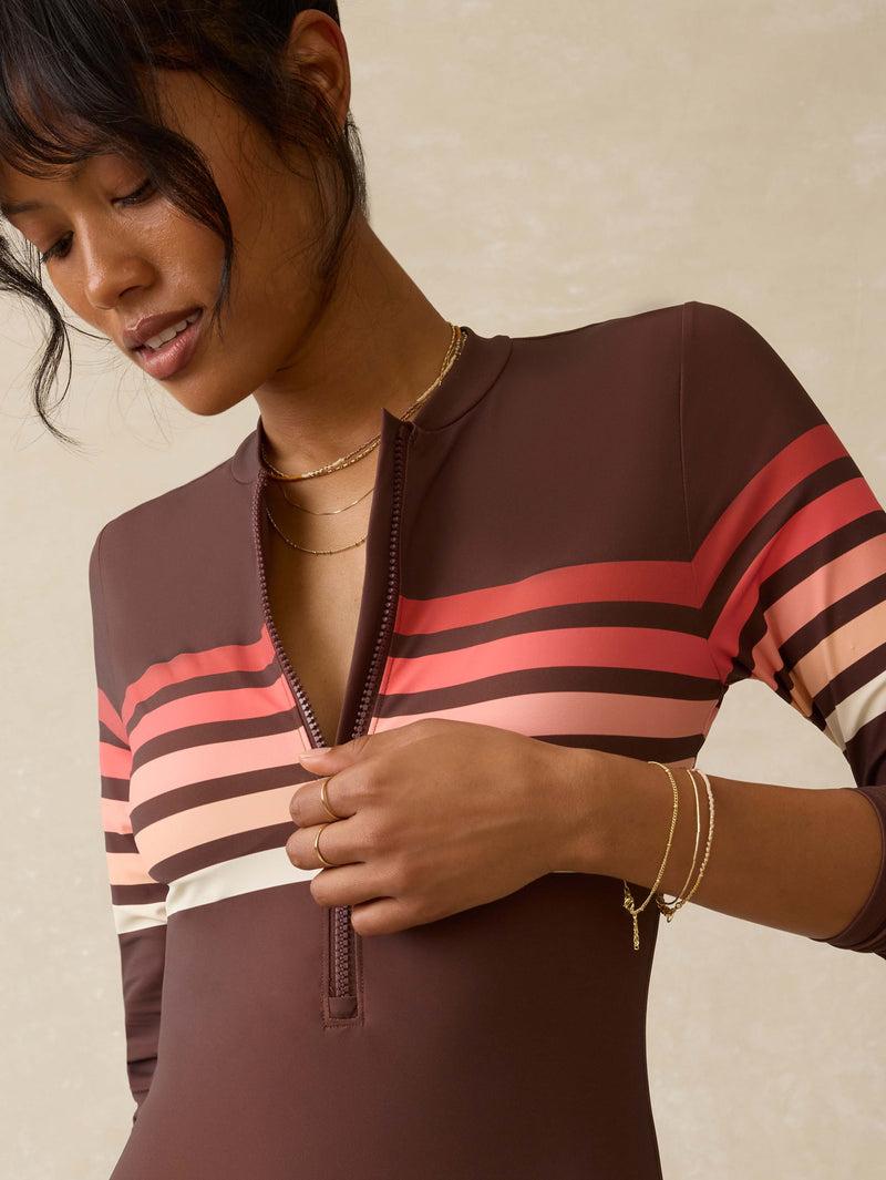 Surfseeker Rash Guard - Cocoa Sunray Stripe Product Image