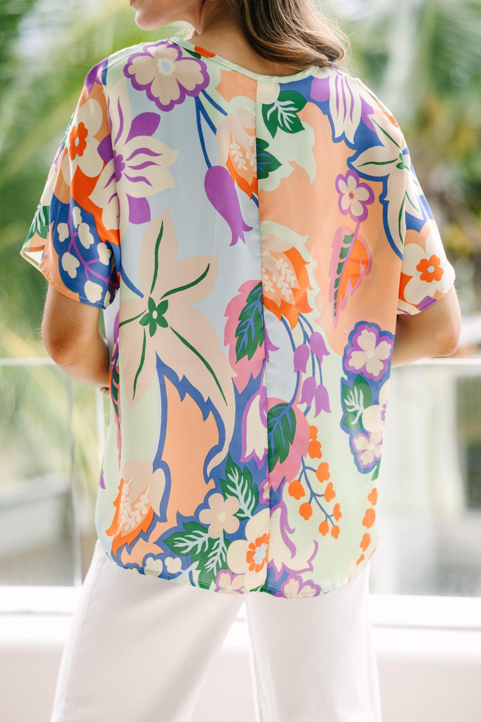 Feeling The Love Sage Green Floral Top Female Product Image