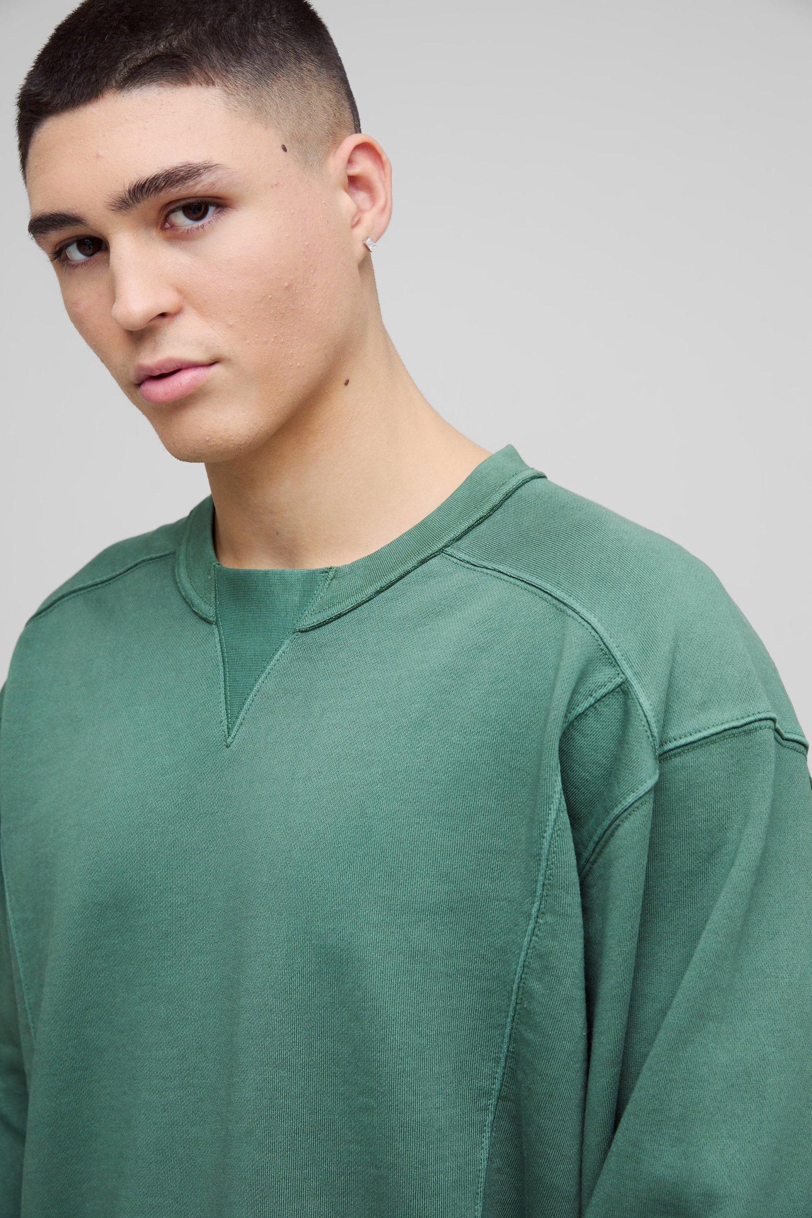 Oversized Boxy Seam Wash Sweatshirt | boohooMAN USA Product Image