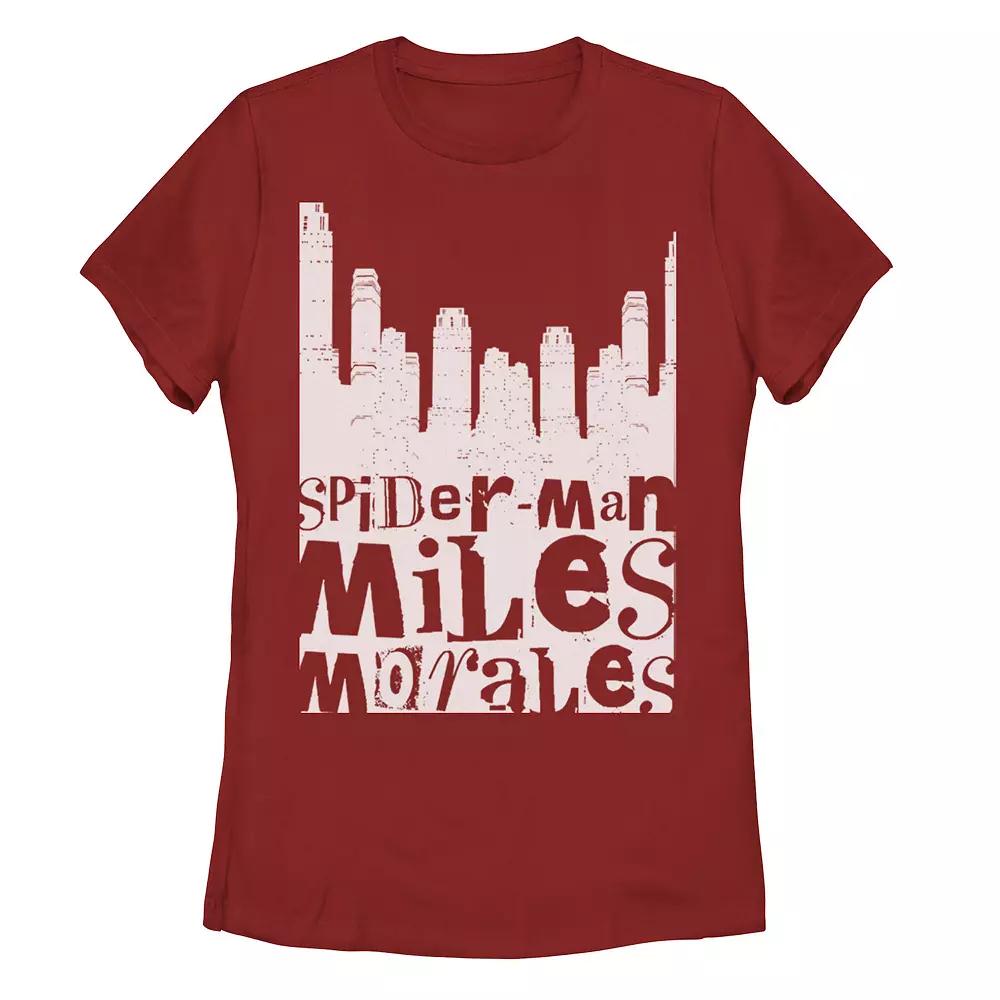 Juniors' Marvel Spider-Man Miles Morales City Skyline Tee, Girl's,  Product Image