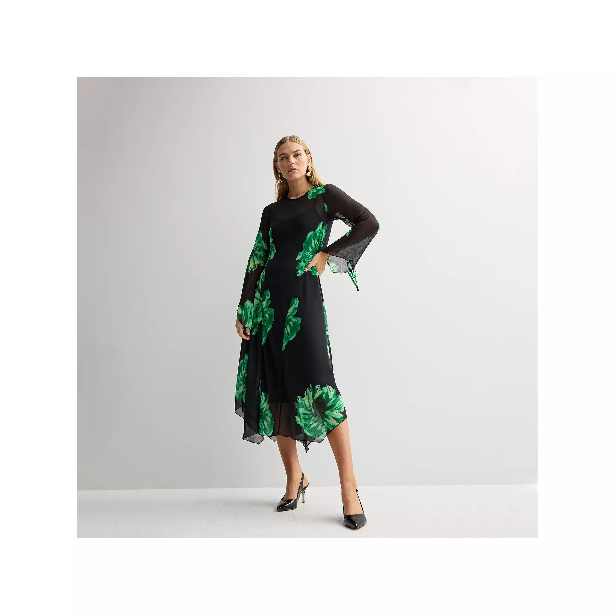 Women's INTEMPO™ Godette Ruffle Midi Dress, Size: XL, Green Flower Product Image