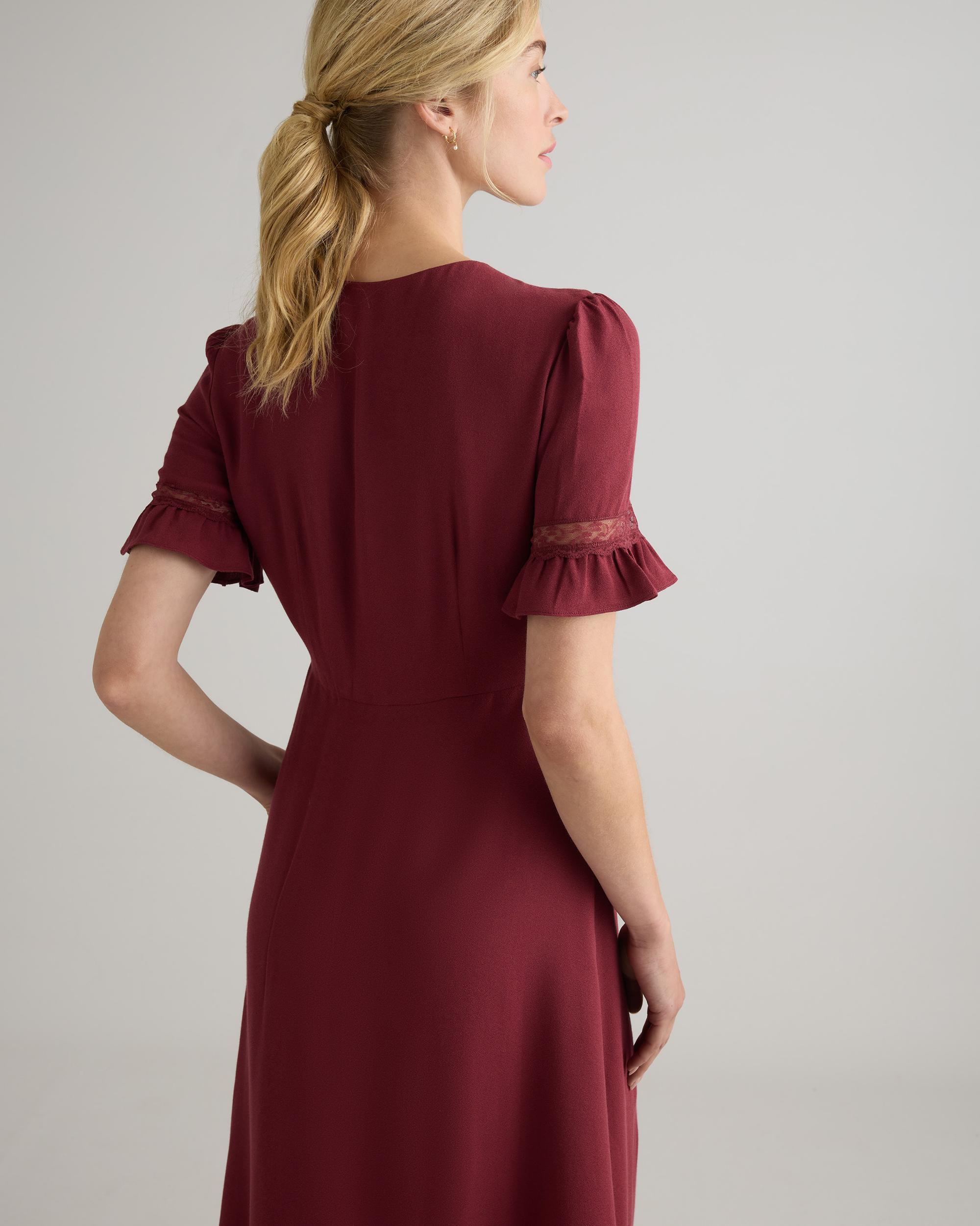 Quince | Women's Lightweight Crepe Lace Inset Midi Dress Size XL, Viscose Product Image