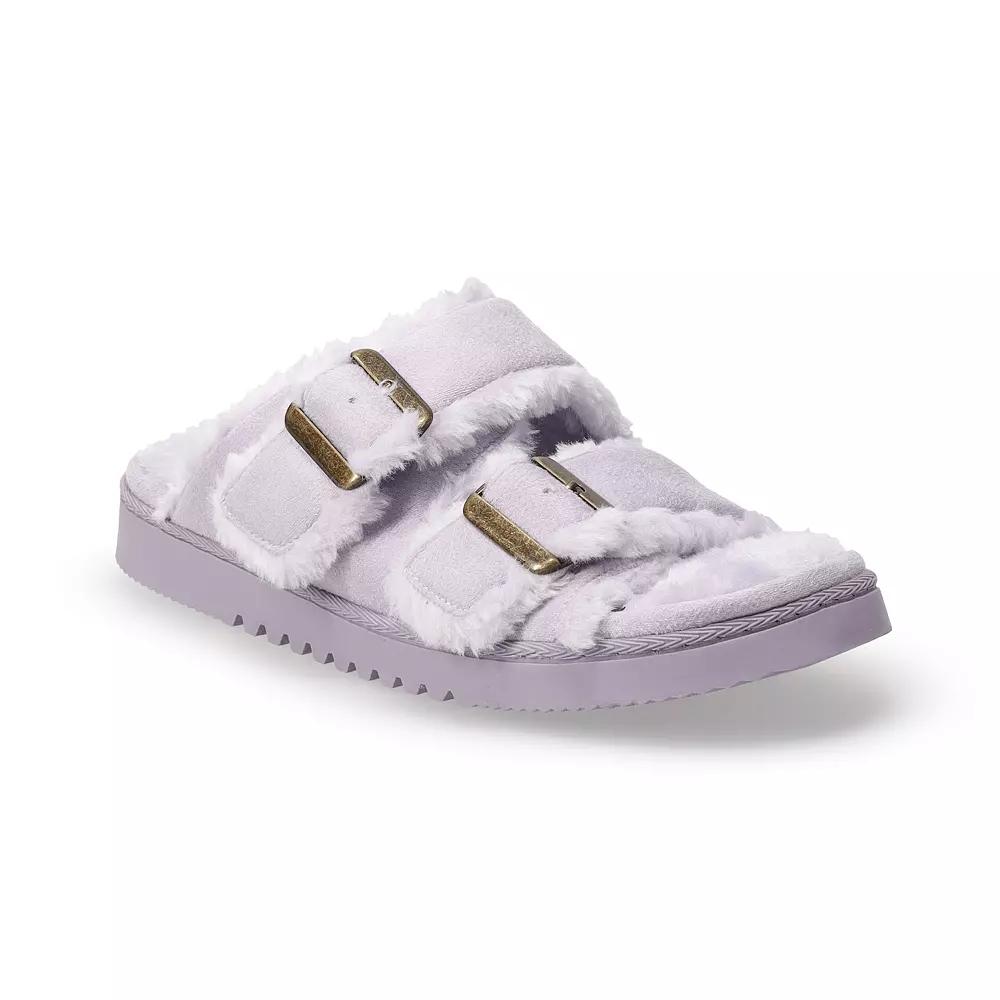 Women's Sonoma Goods For Life® Norna Two Band Faux Fur Sandal Slippers, Size: Small, Purple Product Image