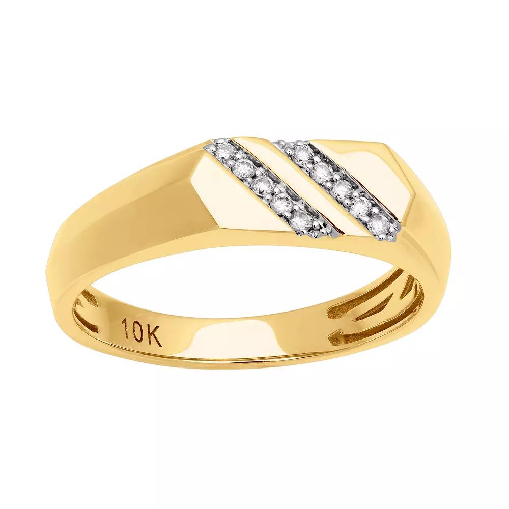 AXL 10k Yellow Gold 1/10 Carat T.W. Diamond Men's Wedding Band, Size: 13, 10k 2 Tone Product Image