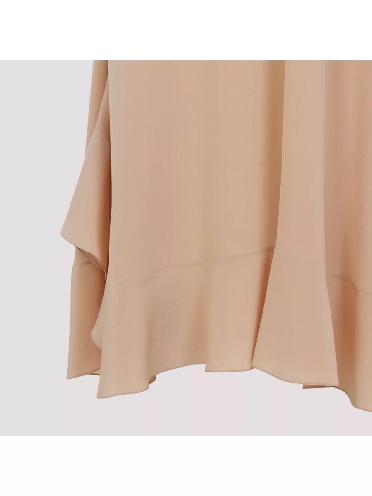CHLOÉ Long Silk Dress With Flared Skirt And Ruffled Straps In Beige Product Image