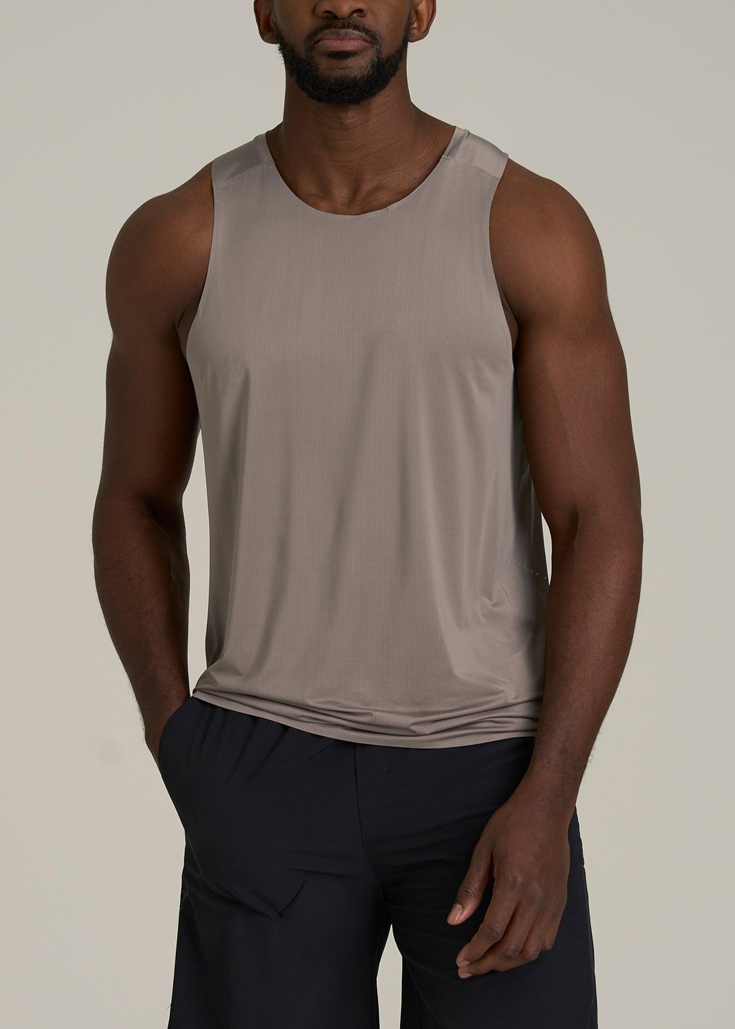 Perforated Training Singlet for Tall Men in Portobello Male Product Image