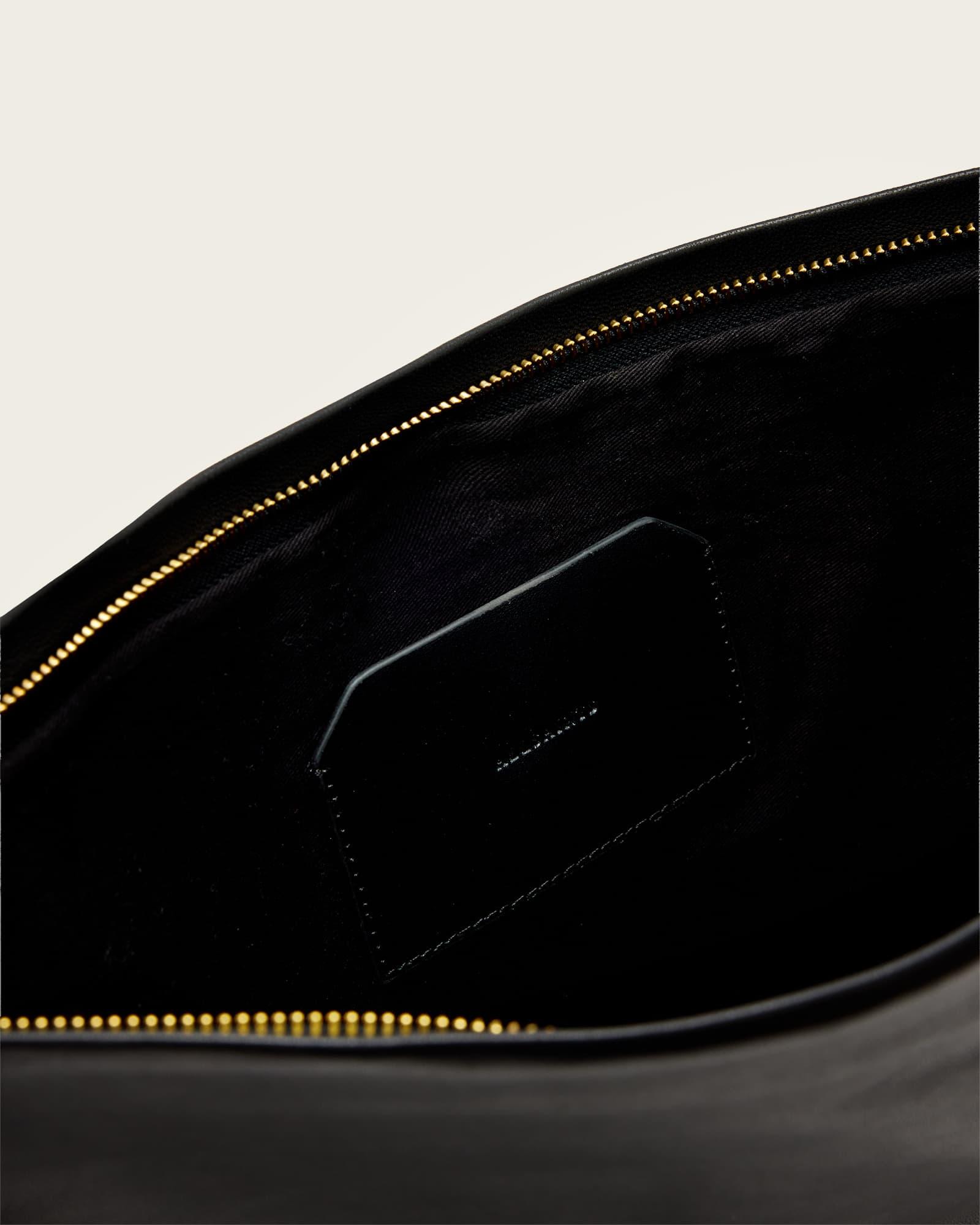 Bettina Large Leather Clutch Bag Black | ALLSAINTS US Product Image