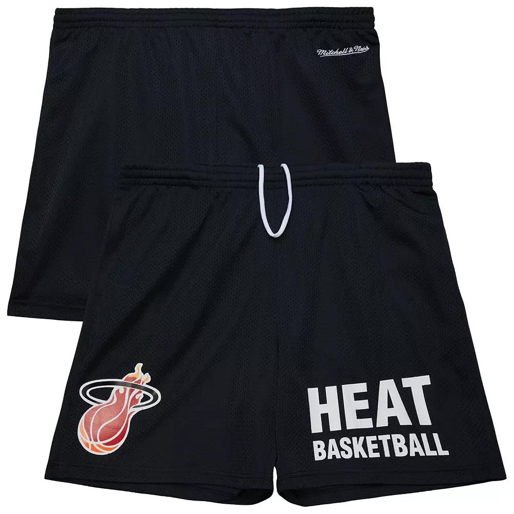 Men's Mitchell & Ness Black Miami Heat Hardwood Classics Gameday Mesh Shorts,  Product Image