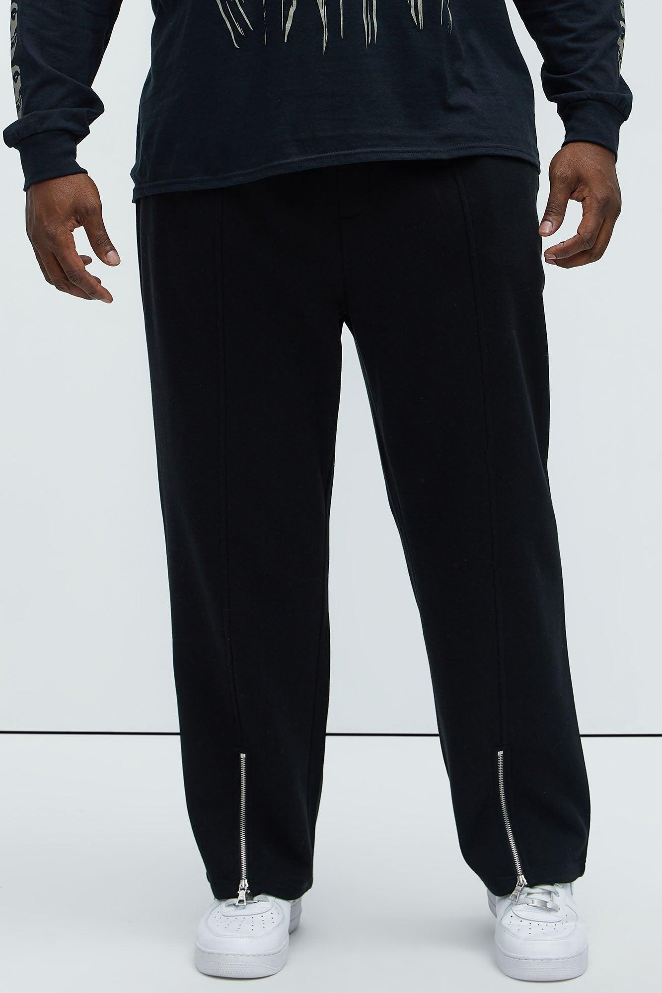 Tyson Elm Zip Hem Straight Sweatpants - Black Product Image