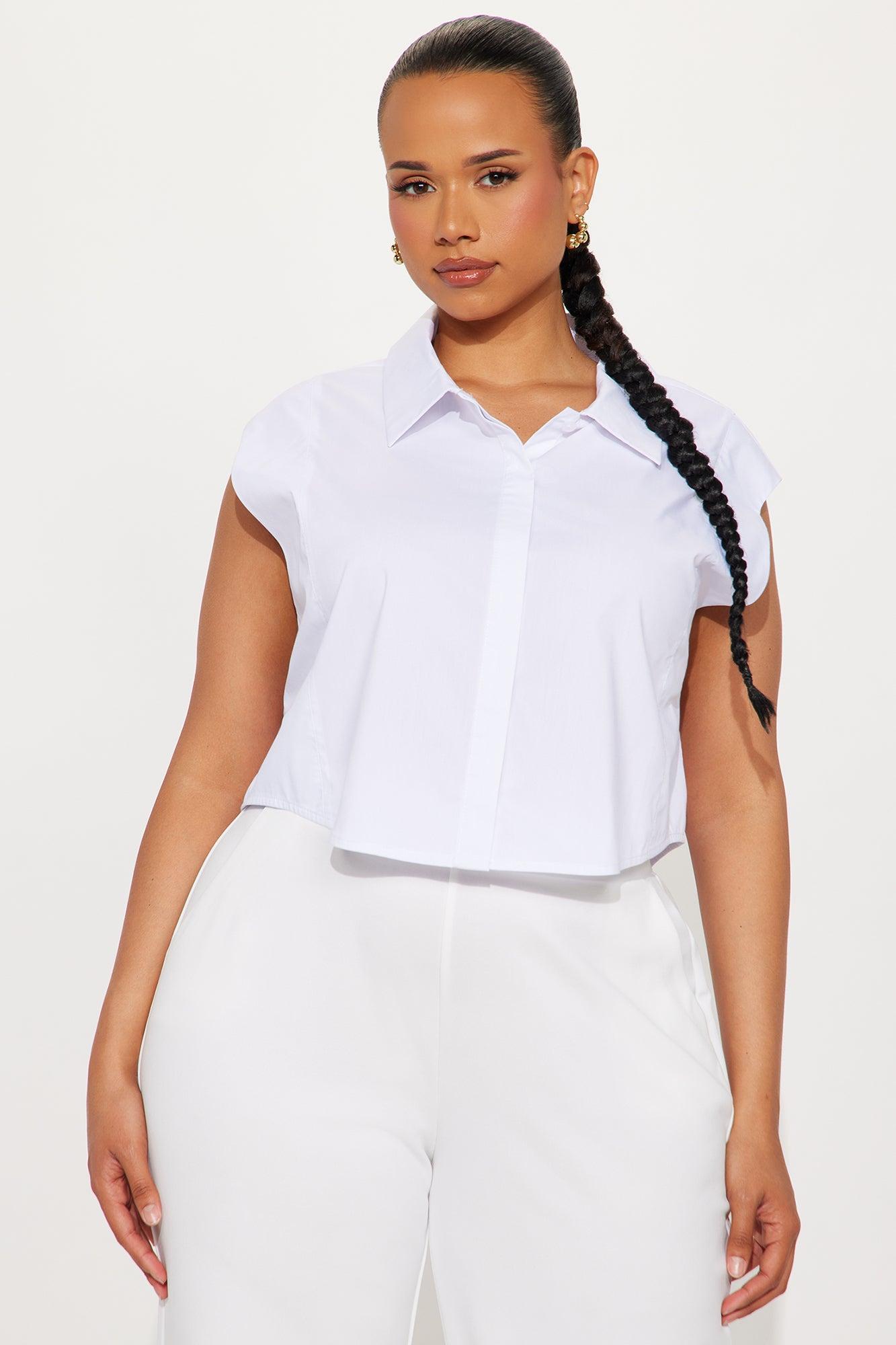 Dream Of Me Lace Up Poplin Top - White Female Product Image