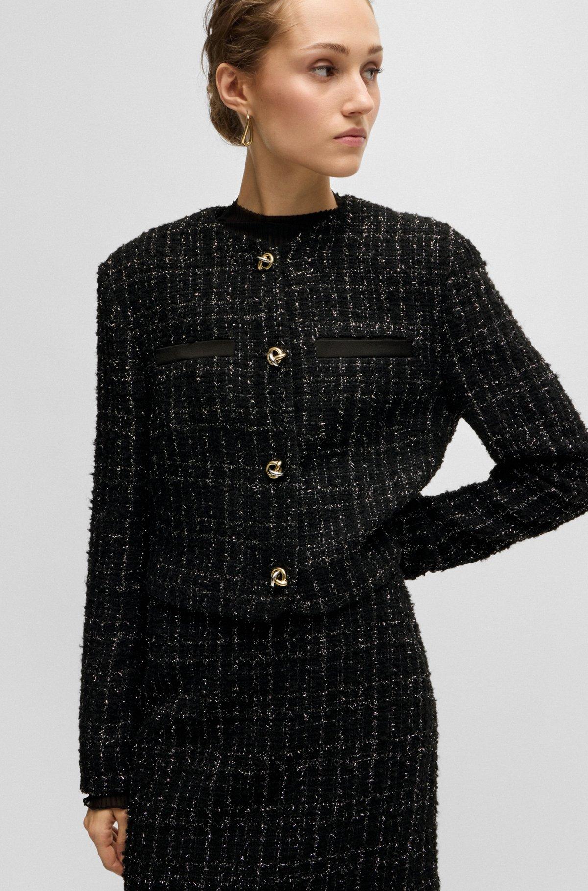 Collarless jacket in sparkle-effect tweed Product Image