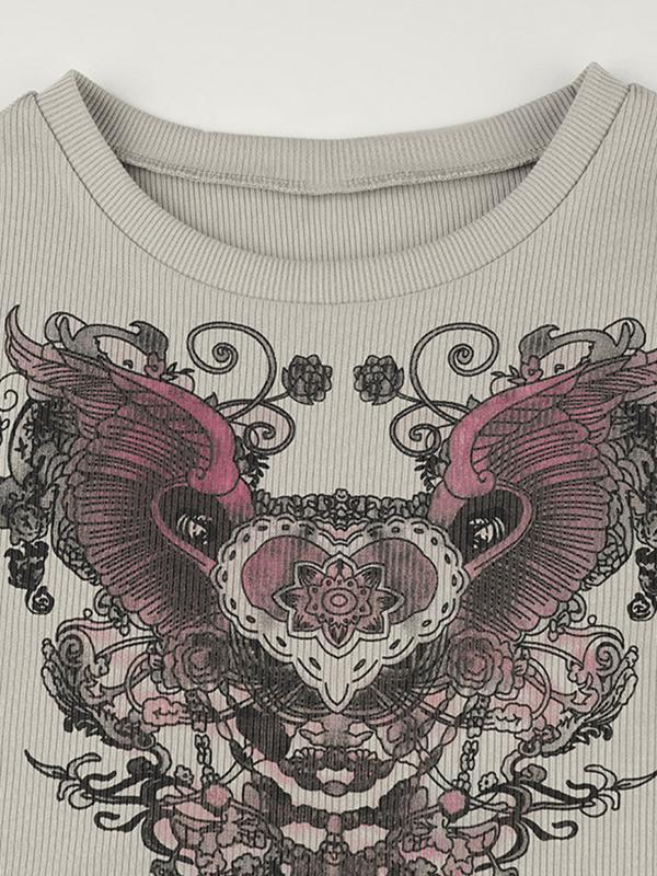 Vintage Abstract Print Slim Long Sleeve Knit Product Image