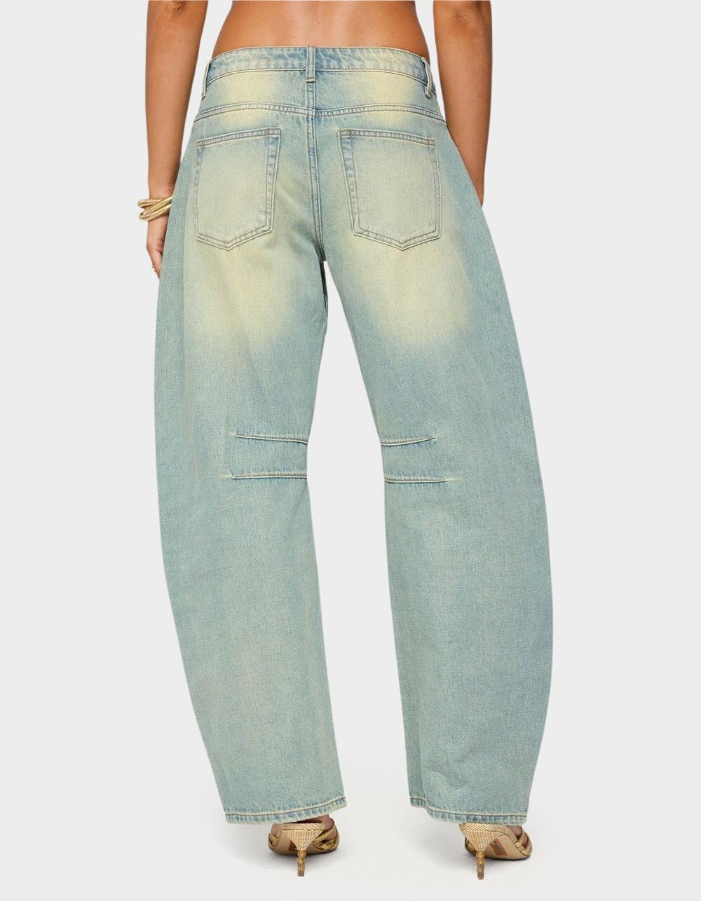 EDIKTED Cayden Low Rise Washed Barrel Jeans - BLUE Product Image