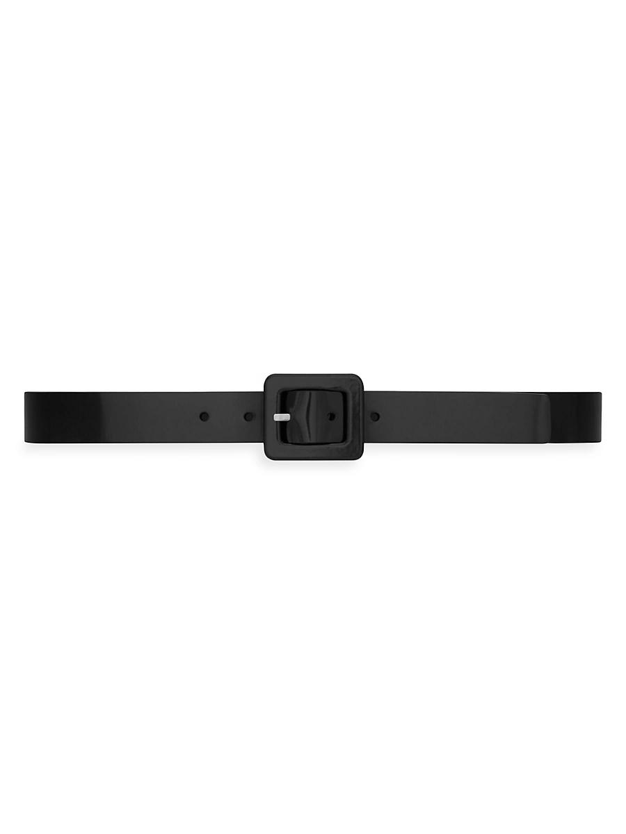 Womens Square Buckle Belt in Shiny Leather Product Image