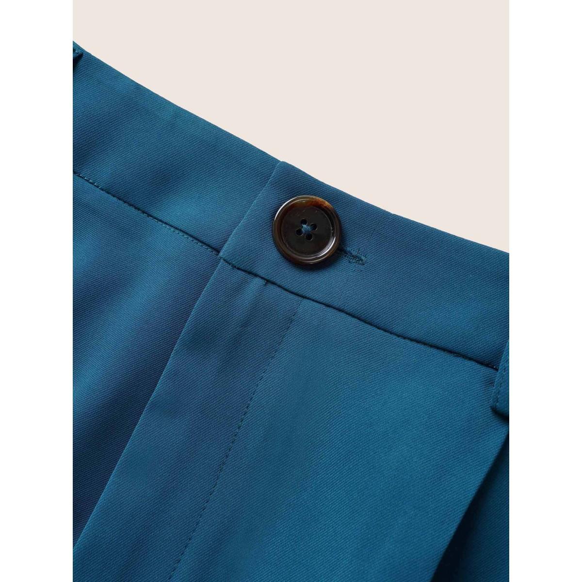 Plus Size Solid Elastic Waist Straight Leg Pants Women Aegean At the Office Straight Leg High Rise Office Pants BloomChic 14-16/1X Product Image