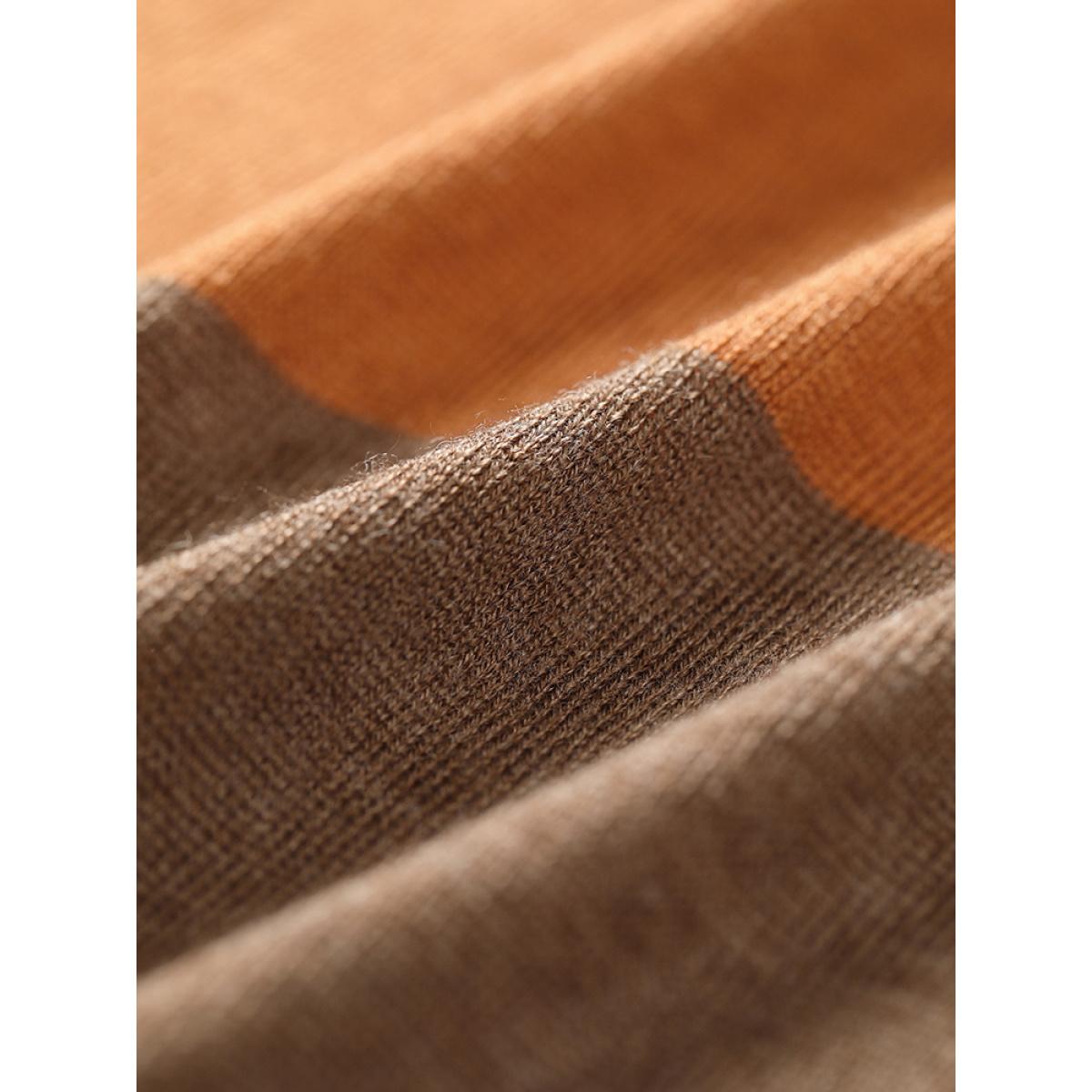 Plus Size Supersoft Essentials Colorblock Contrast Pocket Split Side Cardigan Bronze Women Casual Loose Long Sleeve Everyday Cardigans BloomChic 30/6X Product Image