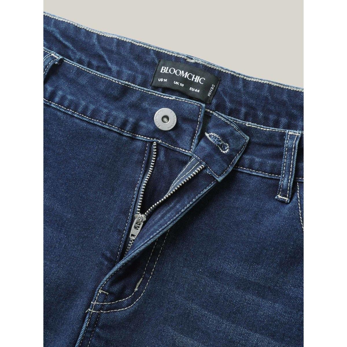 Plus Size Slim & Sculpting Bootcut Jeans Women Darkindigo Beach Medium stretch Slanted pocket Jeans BloomChic 18/2X Product Image