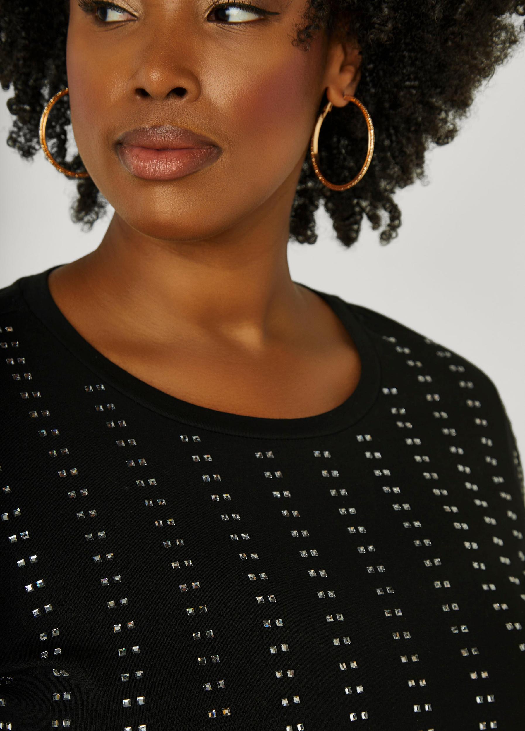 Plus Size Crystal Stretch Cotton Tee Ashley Stewart Product Image