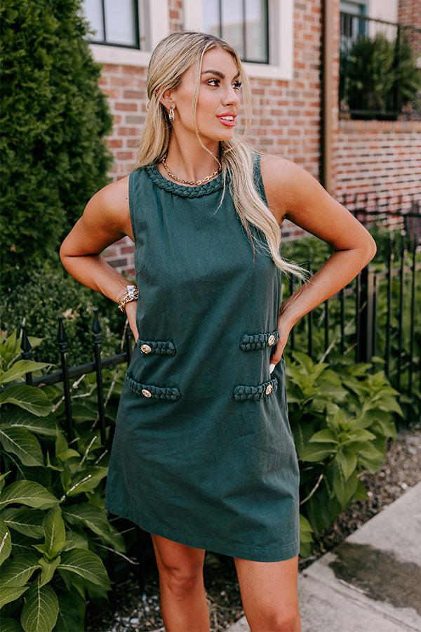 Apple Cider Sippin Mini Dress in Hunter Green Product Image