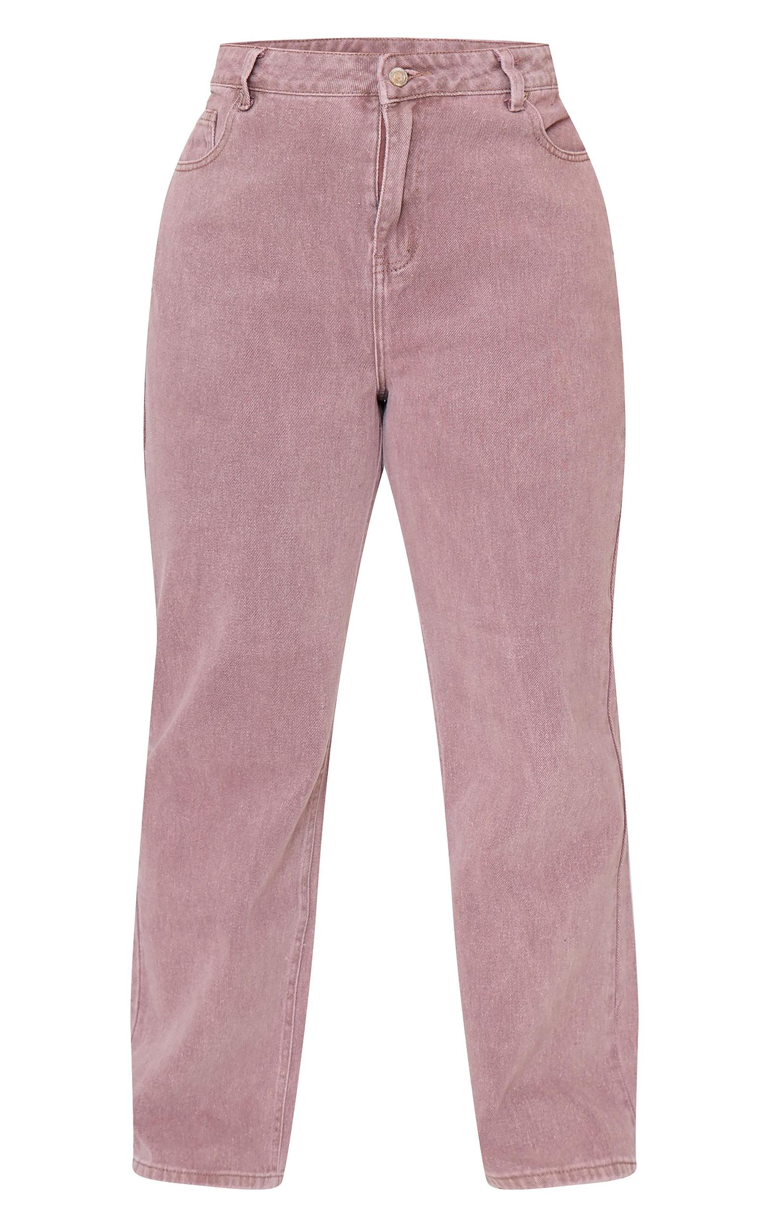 Plus Dark Mauve Washed High Waist Straight Leg Jeans Product Image