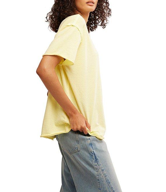 Free People Nina Short Sleeve Raw Edge Crew Neck Boxy Tee Shirt Product Image