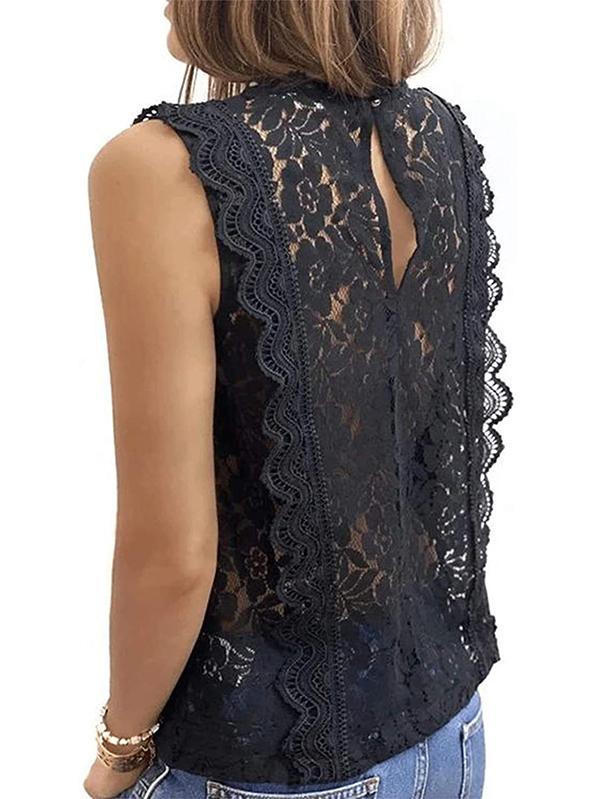 Original Lace Solid Color Loose Vest Top Product Image