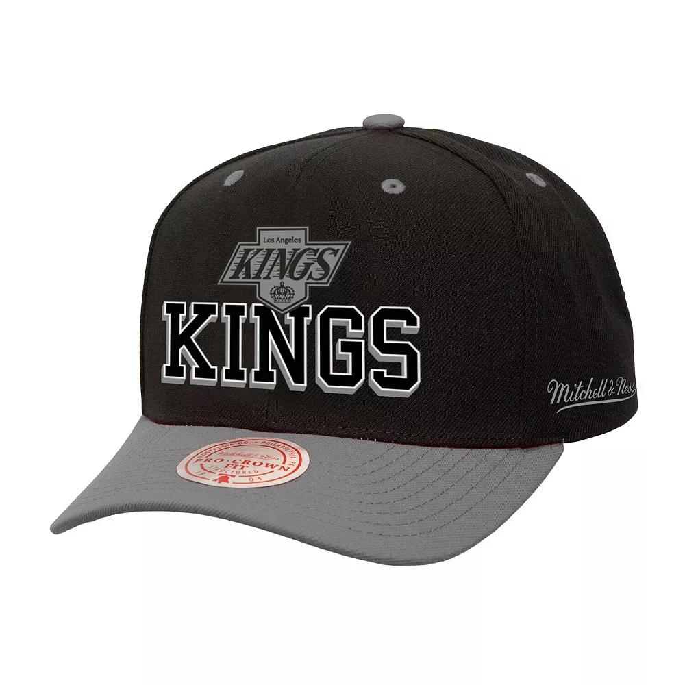 Men's Mitchell & Ness Black/Silver Los Angeles Kings Backside Script Two-Tone Pro Crown Adjustable Hat, Kgs Black Product Image