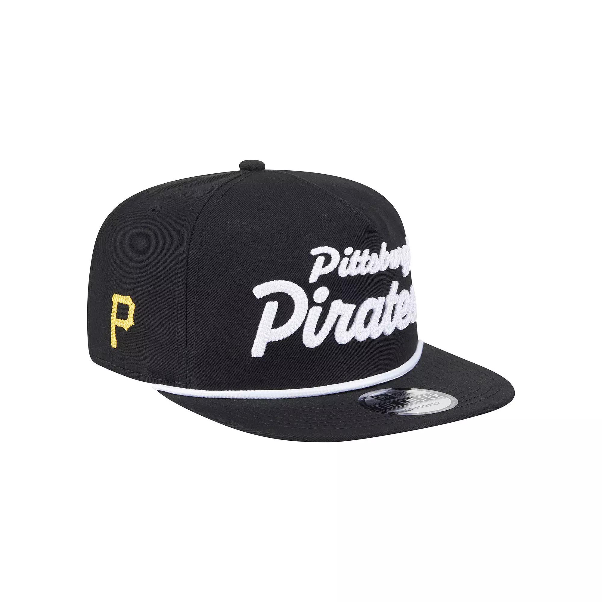 Men's New Era Black Pittsburgh Pirates Team Text Golfer Snapback Hat Product Image