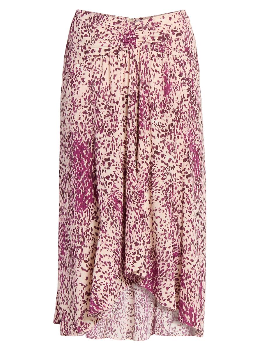 Womens Olena Printed Silk-Blend Skirt Product Image