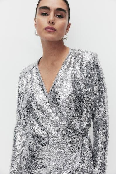 Sequined Wrap Dress Product Image