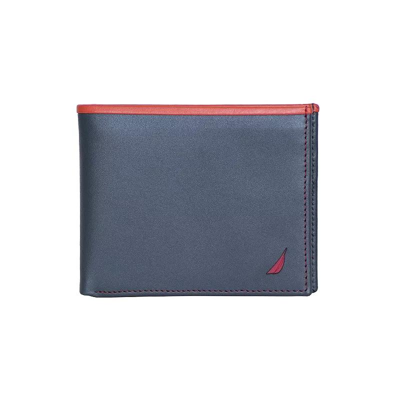 Men's Nautica Pop Color Leather RFID-Blocking Bifold Wallet, Black Product Image