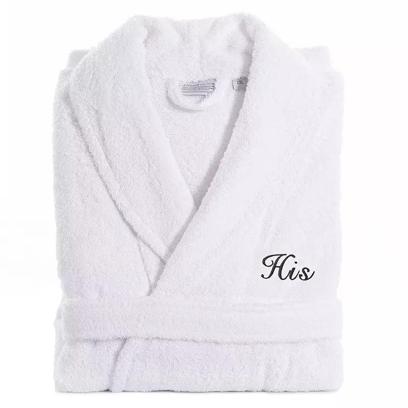 Men's Linum Home Textiles Turkish Cotton Embroidered Cursive ''His'' Terry Bathrobe,  Product Image