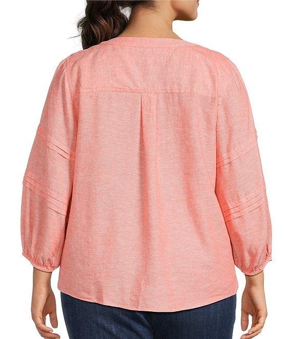 Westbound Plus Size Print 3/4 Sleeve V-Neck Top Product Image