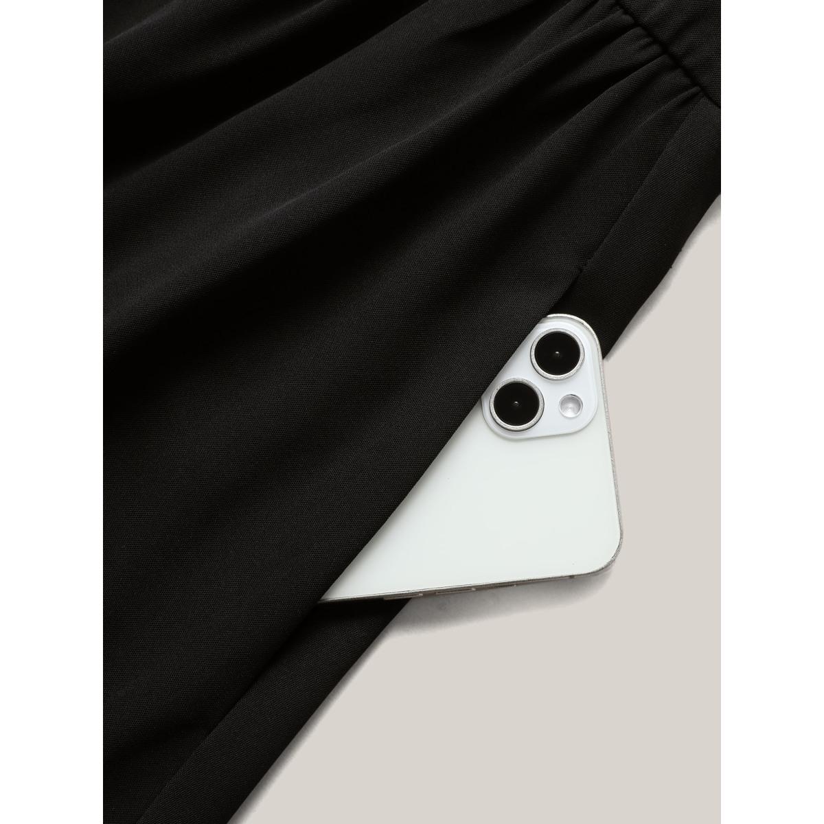 Plus Size Floral Embroidered V Neck Ruffle Cap Sleeve Dress Black Women Boho Embroidered V-neck Cap Sleeve Curvy BloomChic 14-16/1X Product Image