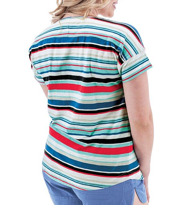 Aventura Summerville Organic Cotton Stripe Print Scoop Neck Drop Shoulder Sleeve Top Product Image