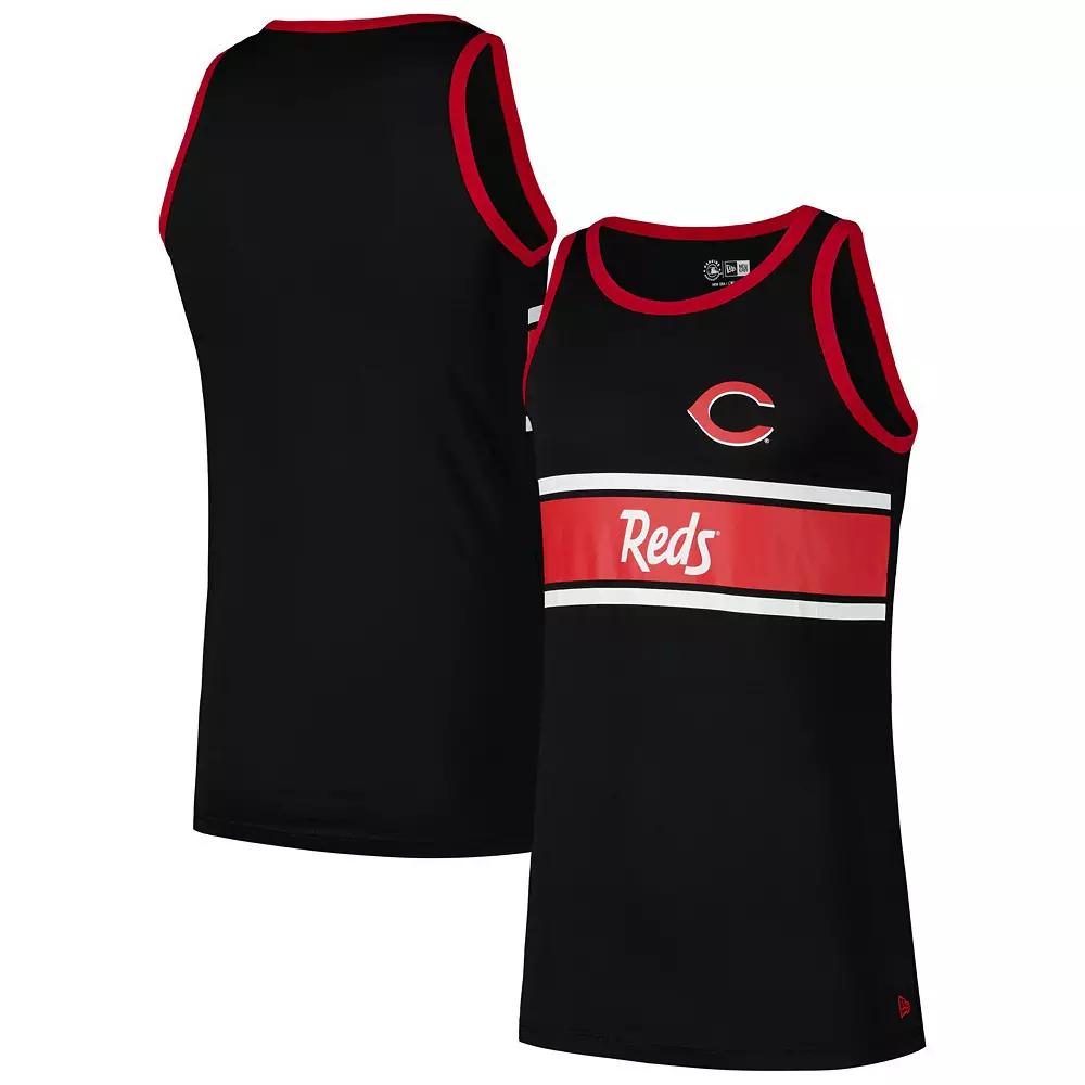 Men's New Era Black Cincinnati Reds Jersey Ringer Tank Top, Size: Large, Red Black Product Image